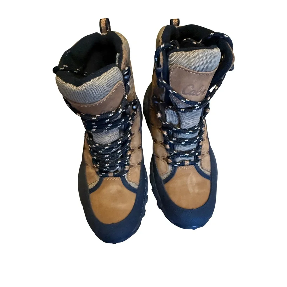 Cabela's women 6 black brown leather hiking snow winter boots rubber waterproof